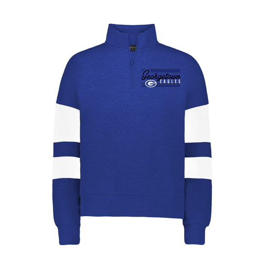 Georgetown Eagles Quarter Zip Fleece, Ladies Georgetown Sweatshirt, Georgetown Eagles Spiritwear, Royal Blue Sweatshirt
