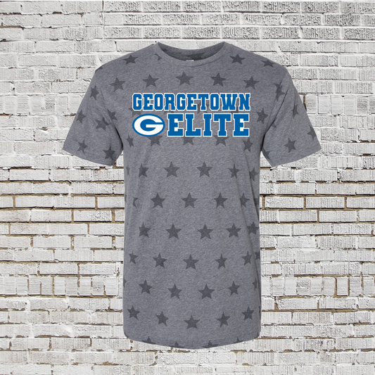 Gray Georgetown Elite Star Tee, Georgetown Blue Tshirt, Georgetown Elite Softball Tshirt