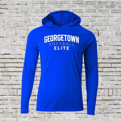 Georgetown Blue Elite Hooded Shirt, Drifit Hoodie Royal Tee, Georgetown Softball Allstars Shirt