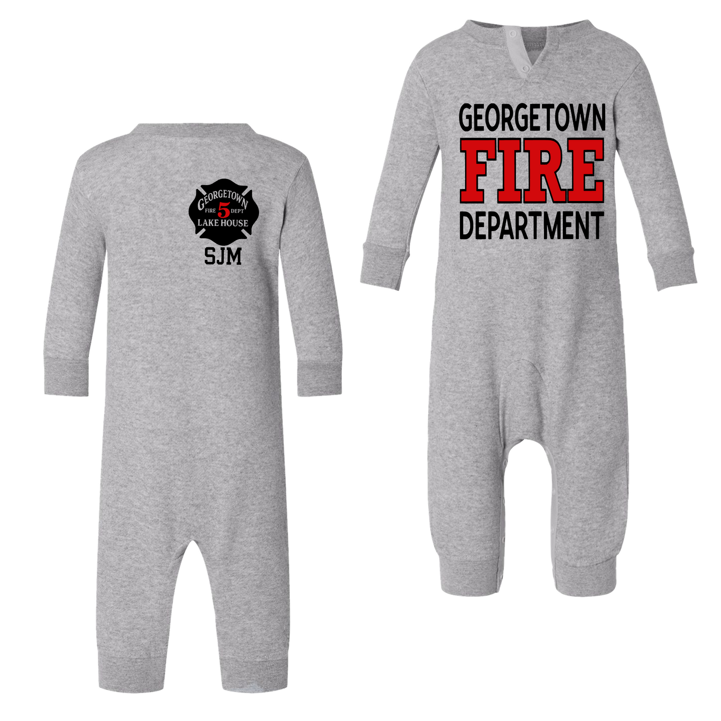 Personalized Firefighter Baby Romper – Custom Fire Department Outfit | Baby & Toddler Firefighter Suit
