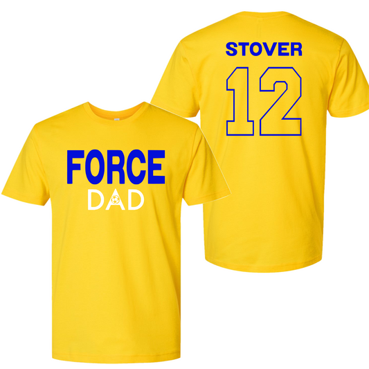 Yellow Force Soccer Dad Tee, Drifit Soccer Dad Shirt, Custom Number Soccer Dad