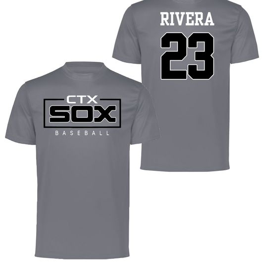 Gray CTX SOX Practice Shirt, Sox Baseball Practice Jersey, CTX Sox Baseball Tee