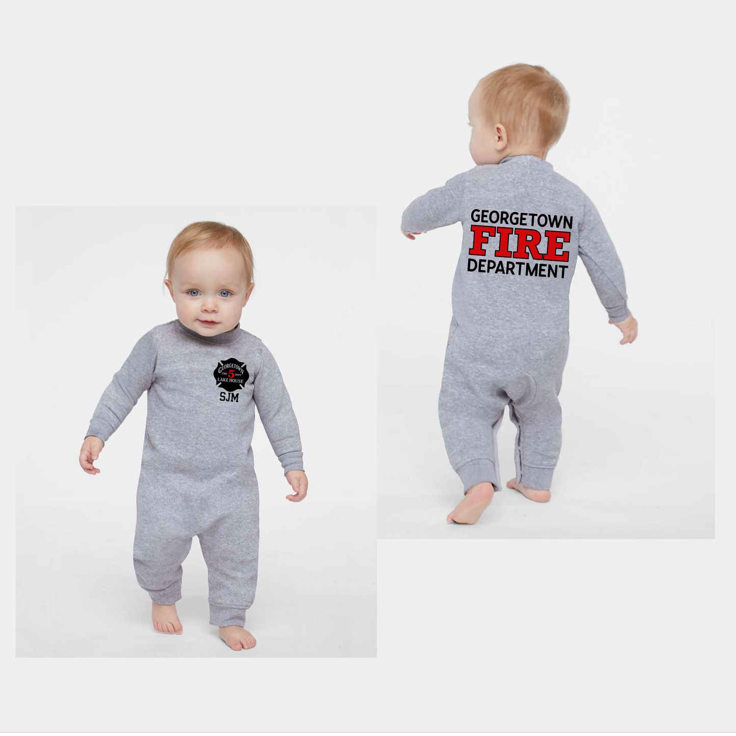 Personalized Firefighter Baby Romper – Custom Fire Department Outfit | Baby & Toddler Firefighter Suit