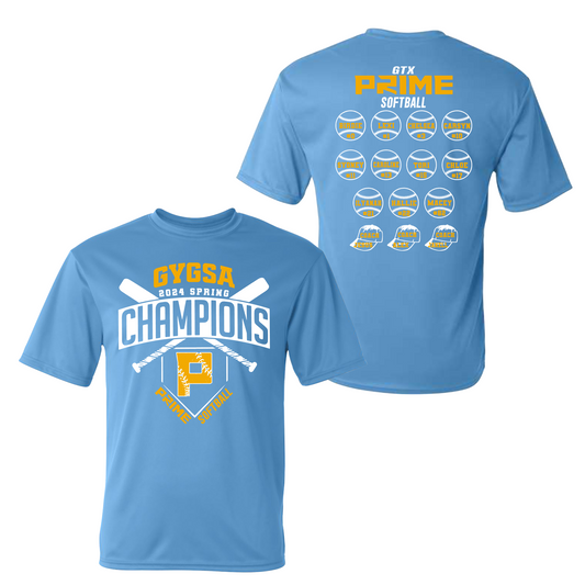 Prime Softball Champions Tee, GYGSA Champions Shirt, Custom Spring Champions Tshirt