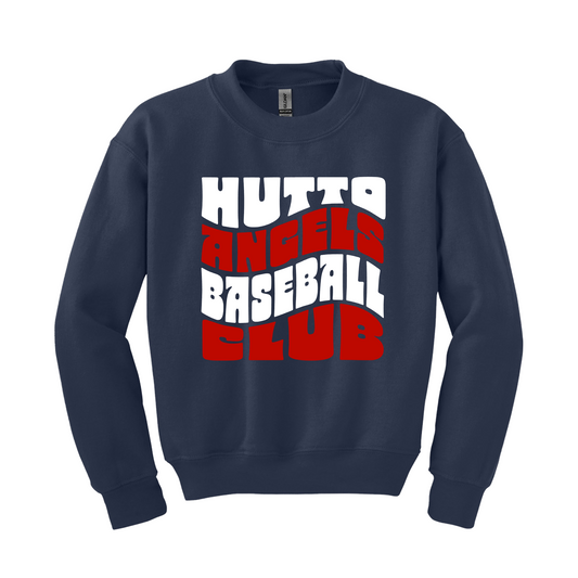 Hutto Angels Baseball Club Fleece, Angels Baseball Sweatshirt, Navy Crewneck Sweatshirt