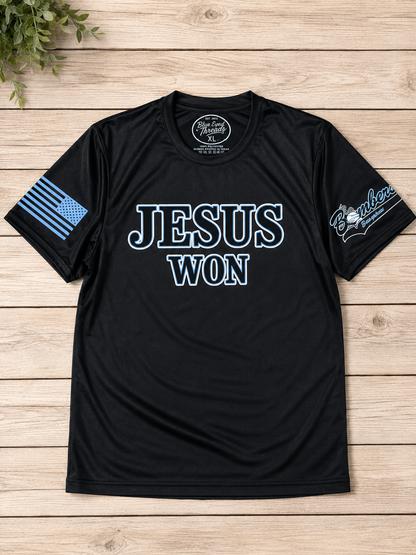 Jesus Won Bombers Graphic Tee – Faith Streetwear Christian Shirt