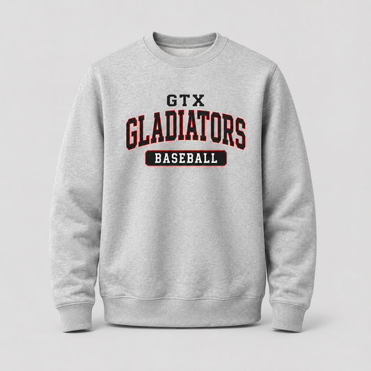 Gray Gladiators Baseball Crewneck Sweatshirt