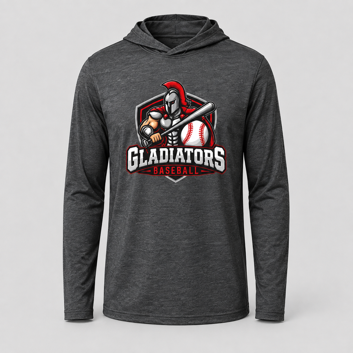 Charcoal Gladiators Hooded Long Sleeve Tee