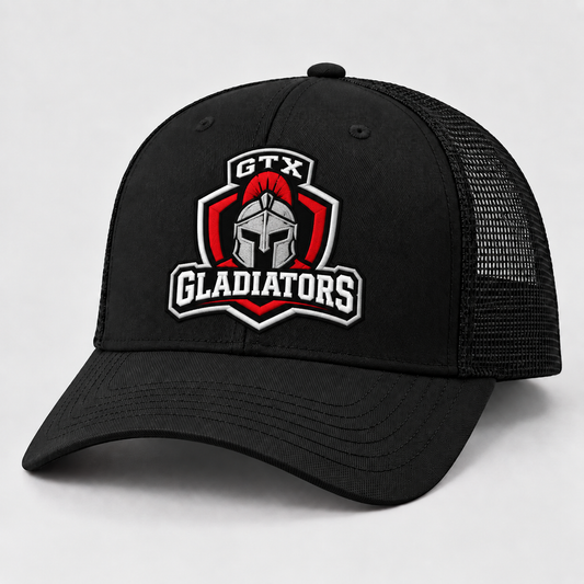 GTX Gladiators Baseball Embroidered Black Trucker Hat