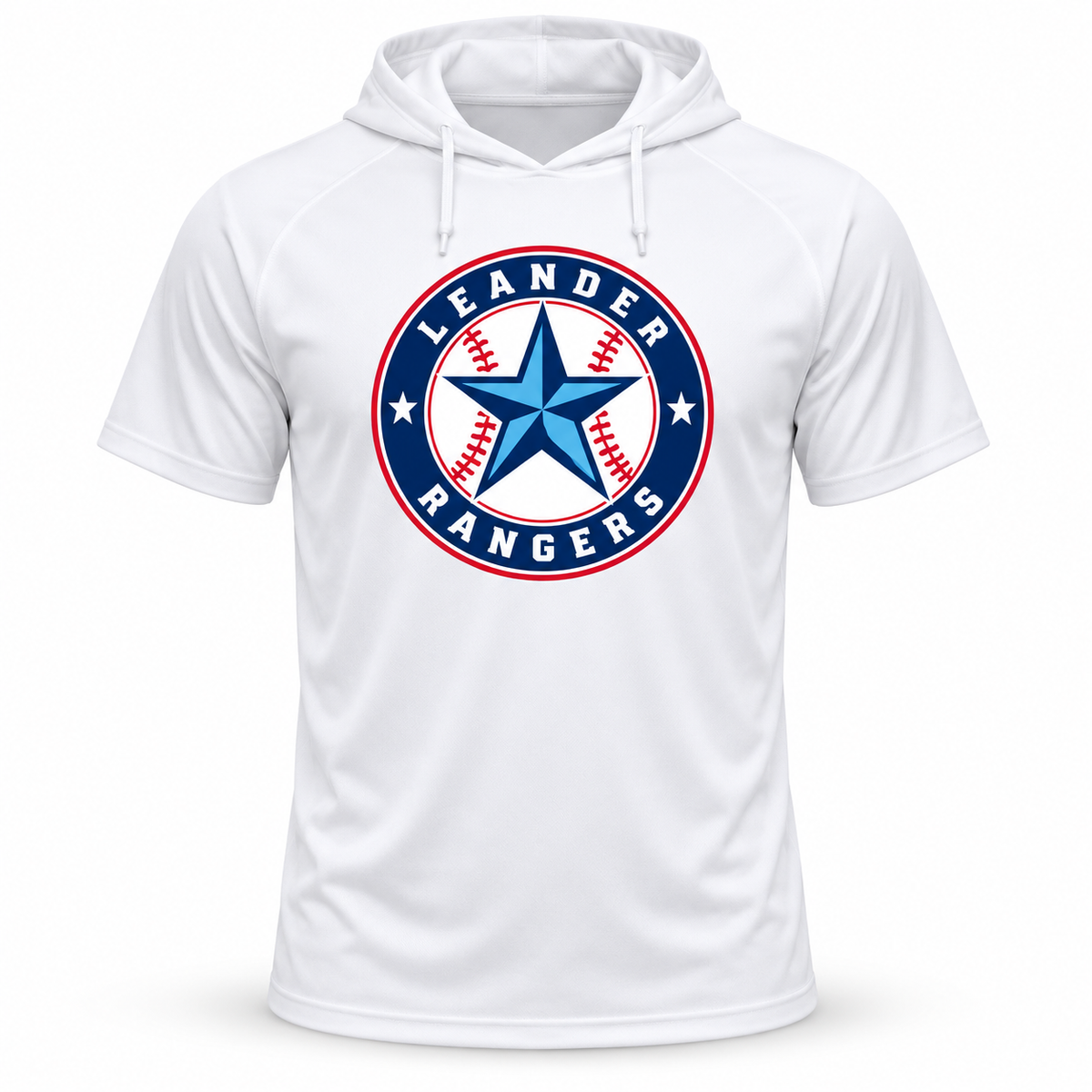 Leander Rangers White Short Sleeve Hooded Performance Shirt