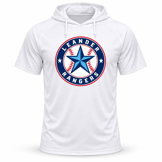 Leander Rangers White Short Sleeve Hooded Performance Shirt
