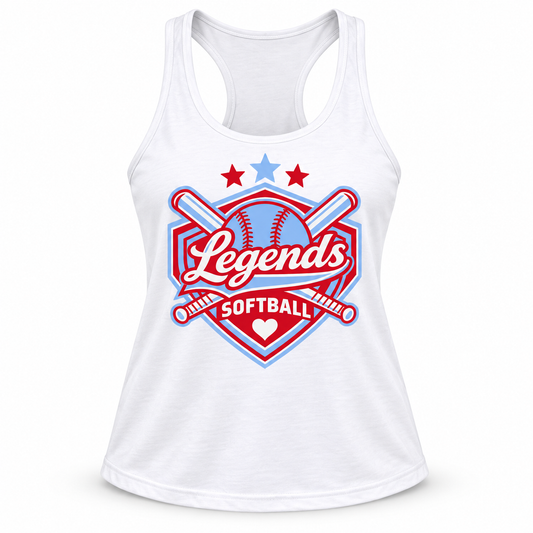 Legends Softball Women’s White Racerback Tank