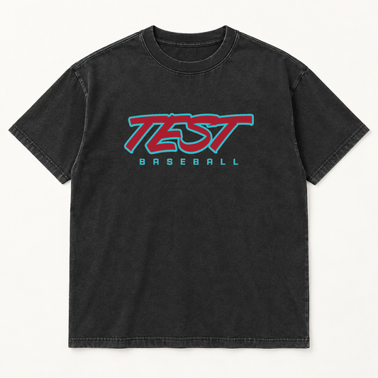 Test Baseball Faded Black Logo Tee