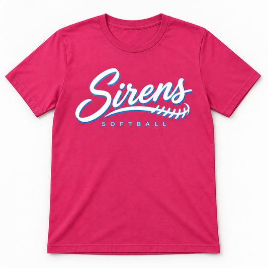 Sirens Softball Script Logo Tee