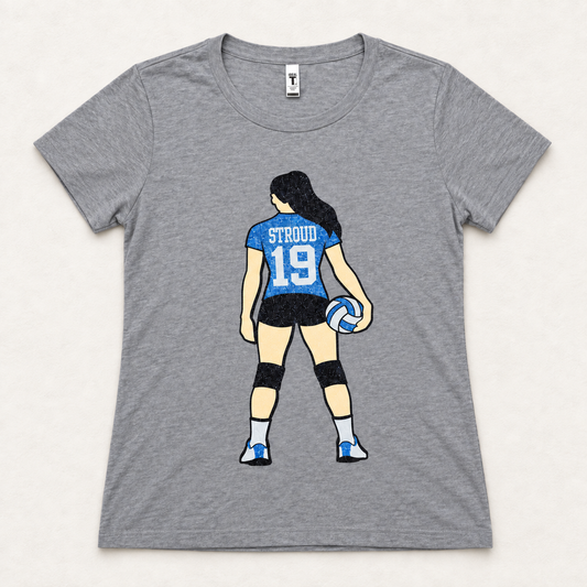 Personalized Volleyball Player Glitter T-Shirt | Custom Name & Number Volleyball Tee