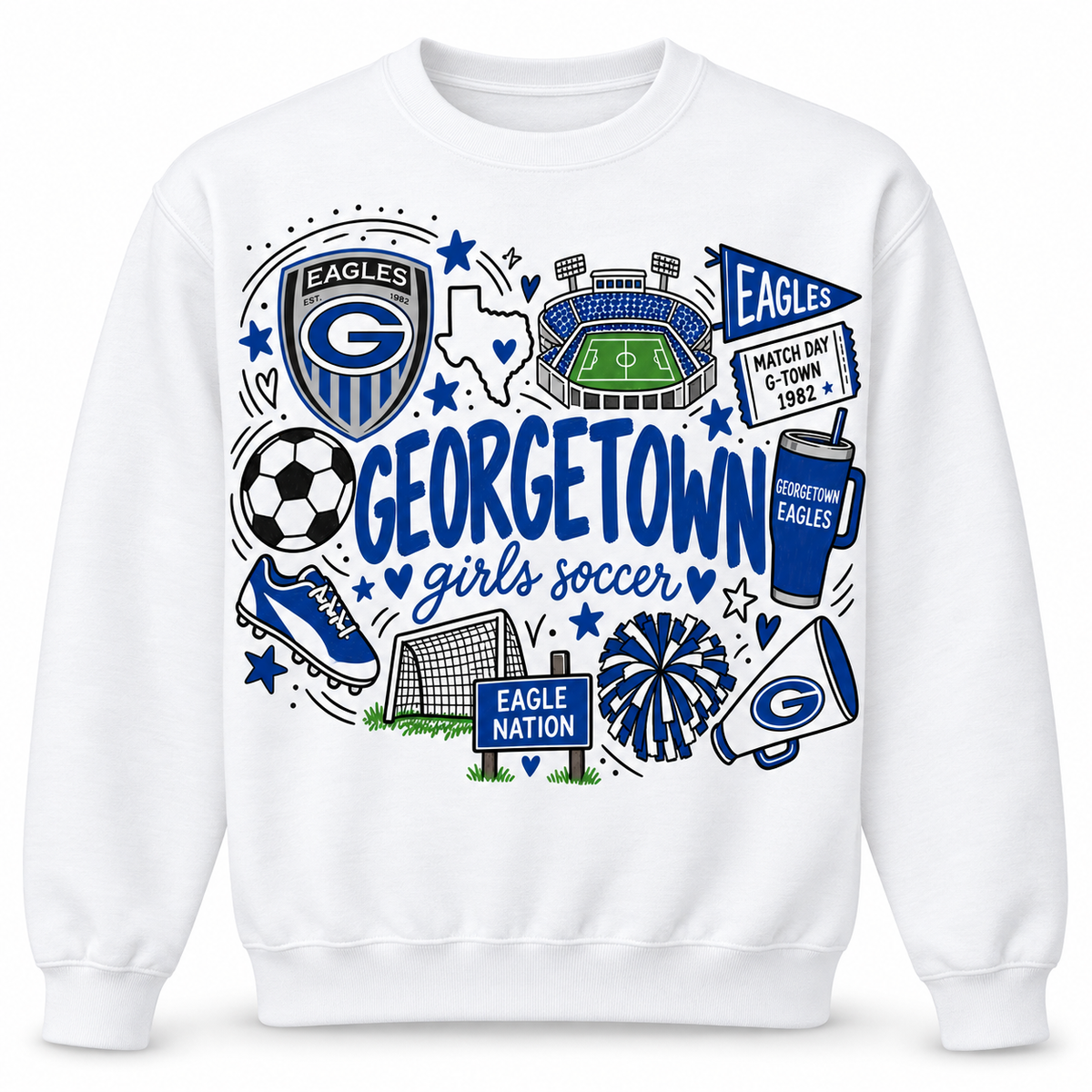 Georgetown Girls Soccer Game Day Collage Crewneck Sweatshir