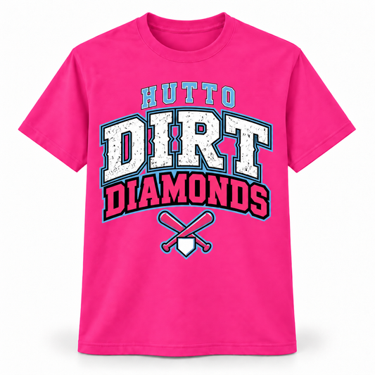 Hutto Dirt Diamonds Hot Pink Collegiate Tee