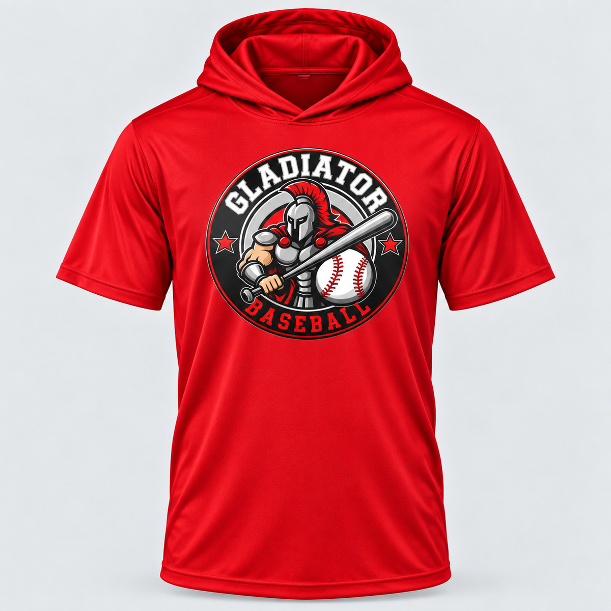 GTX Gladiators Red Short Sleeve Hooded Round Logo Performance Shirt