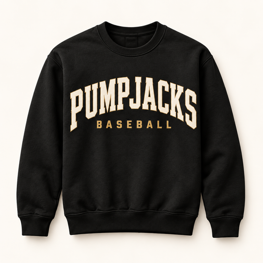 PumpJacks Baseball Black Collegiate Crewneck Sweatshirt