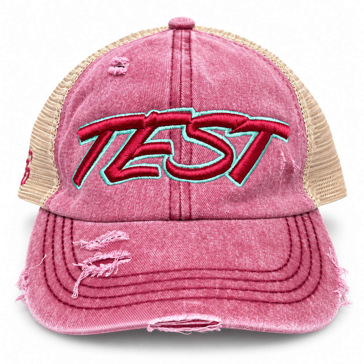 TEST Baseball Distressed Ponytail Trucker Hat