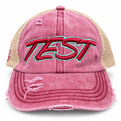 TEST Baseball Distressed Ponytail Trucker Hat