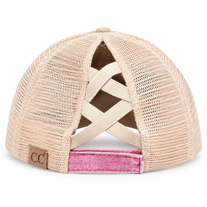TEST Baseball Distressed Ponytail Trucker Hat