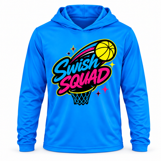 Swish Squad Personalized Hooded Performance Shirt – Neon Blue