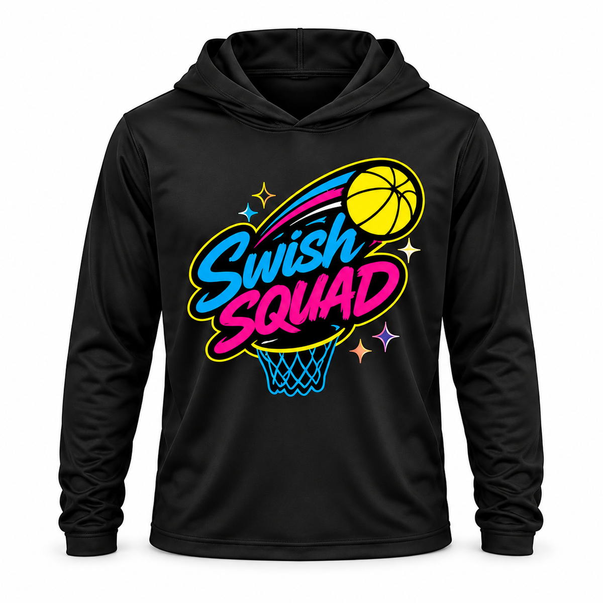 Swish Squad Personalized Hooded Performance Shirt – Black