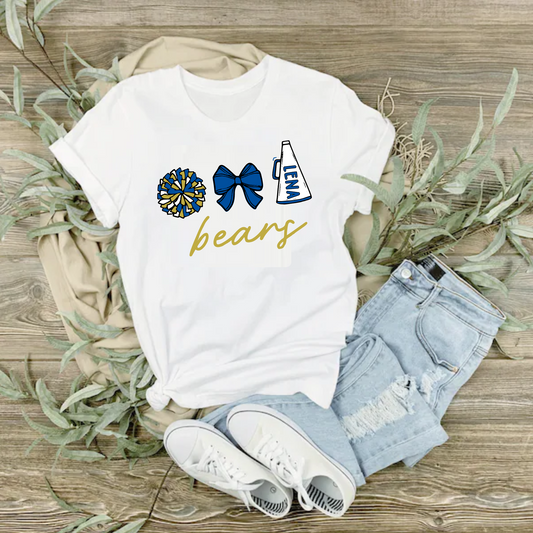 Cheerleader Bears Shirt, Cheer Benold Bears Tee, White Benold Bears Tee