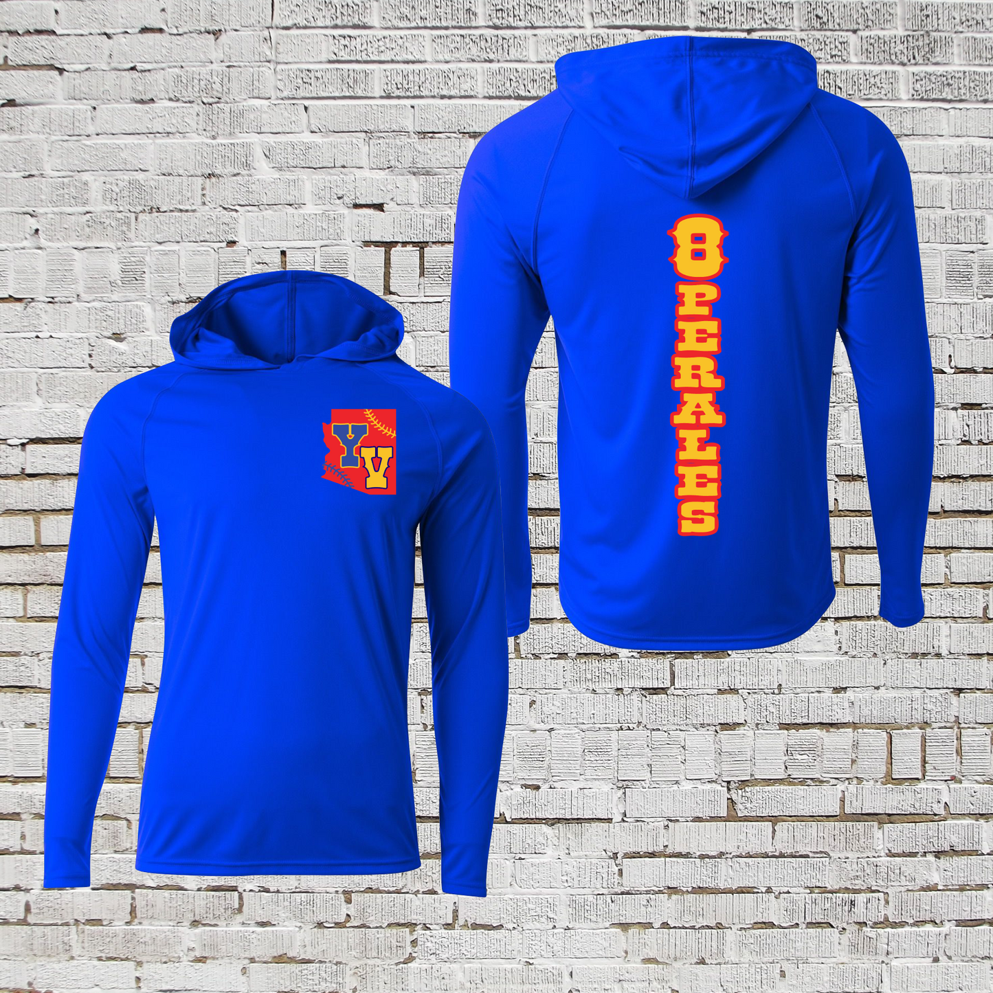 Young Vaqueros Baseball Long Sleeve Hoodie Tee, Blue Baseball Hoodie Tee, Vaqueros Hoodie Tee