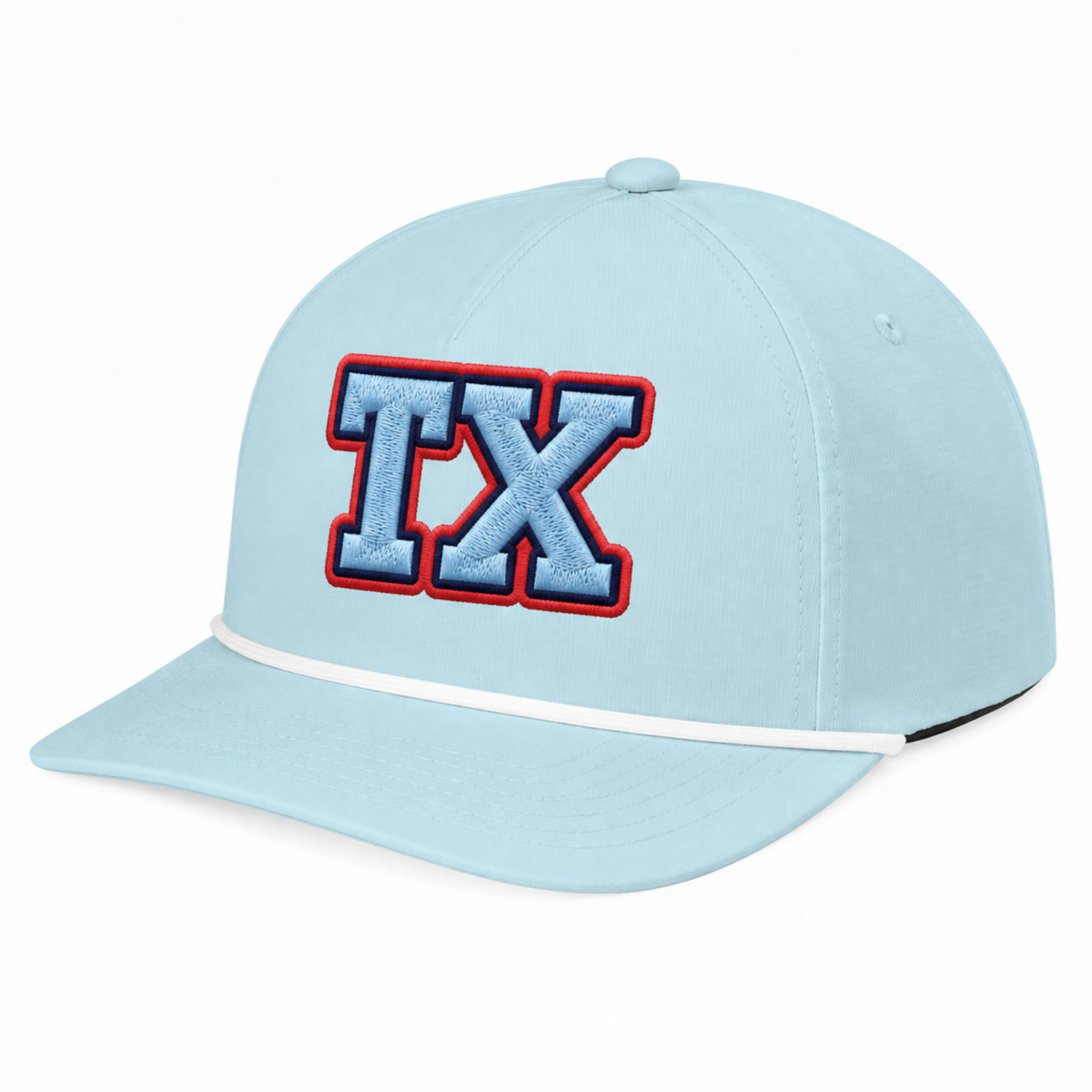 Light chambray TX Legends rope hat with embroidered TX monogram