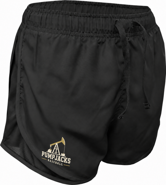 Womens PumpJacks Baseball Black Running Shorts