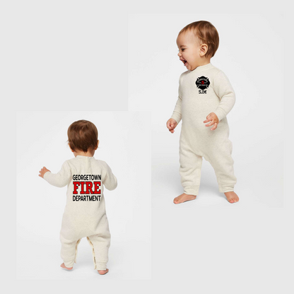 Personalized Firefighter Baby Romper – Custom Fire Department Outfit | Baby & Toddler Firefighter Suit