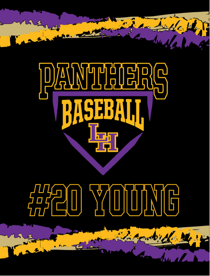 Panthers Baseball 2 Sided Velveteen Blanket, Custom Player Sports Blanket, The Hill Minky Blanket