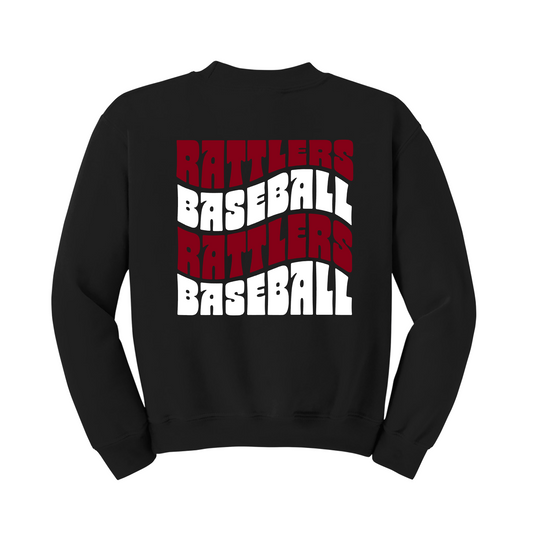 Black Rattlers Baseball Fleece, Rattlers Sweatshirt, Black Crewneck Sweatshirt