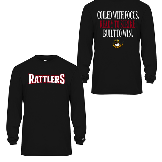 Black Rattlers Baseball Long Sleeve Shirt, Rattlers Motto Tee, Rattlers Spiritwear