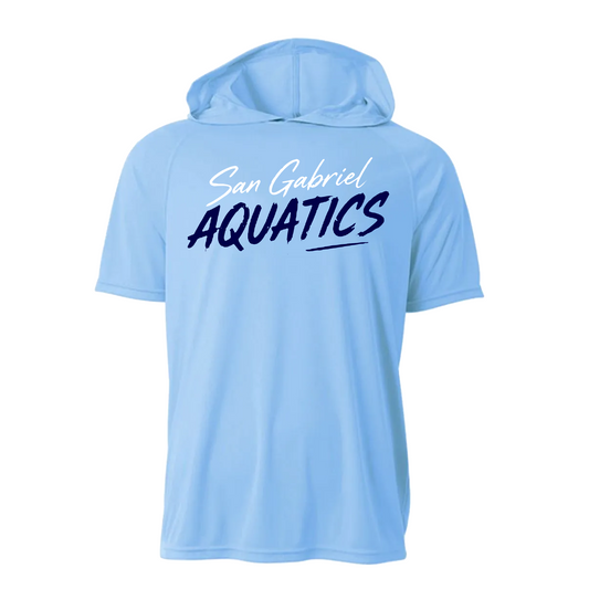 San Gabriel Aquatics Hooded Performance Tee – Lightweight Short Sleeve Hoodie