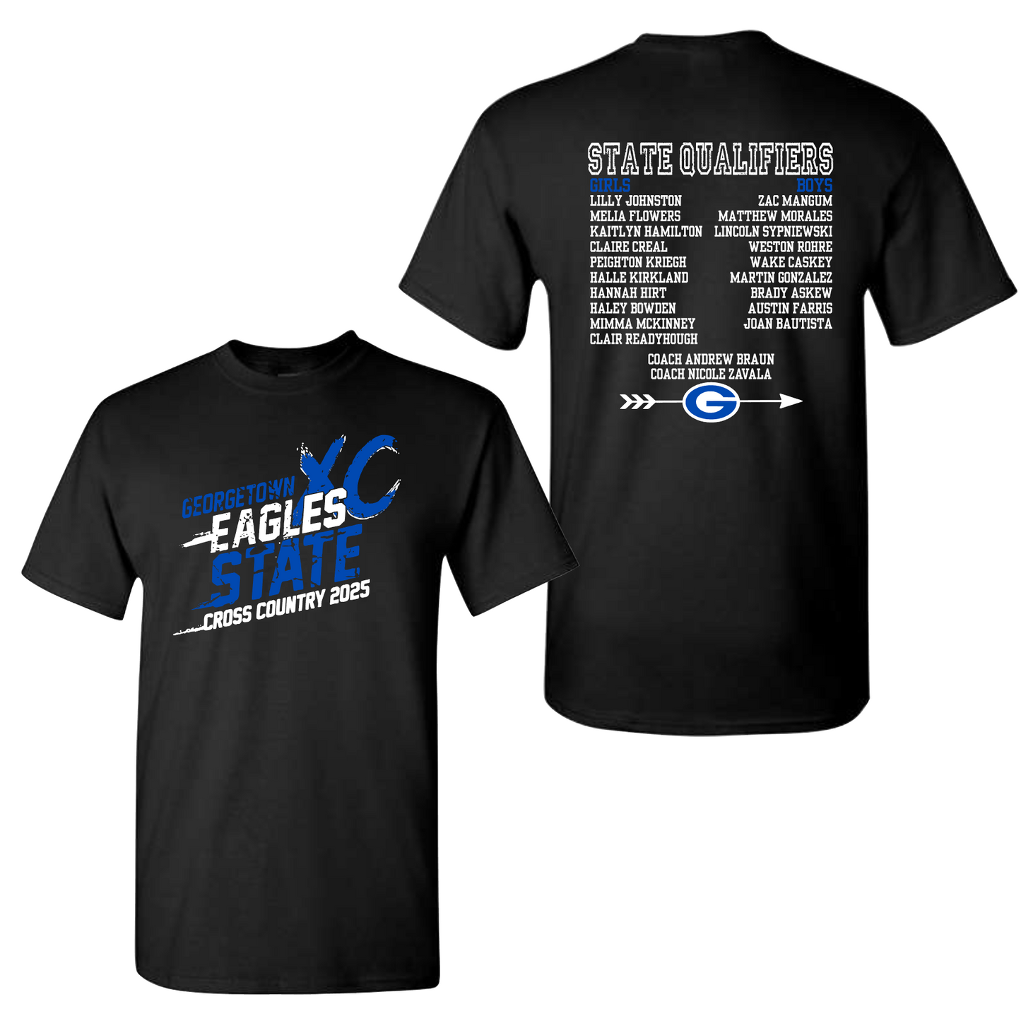 Georgetown Eagles State XC Team Shirts, Eagles Cross Country Tshirts
