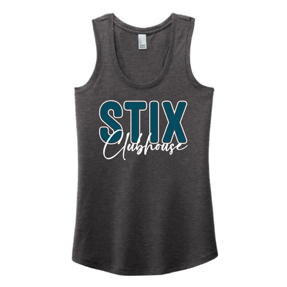 Stix Clubhouse Tank Top, Women's Navy Tank, White Stix Softball Tank Top, District Racerback Tank