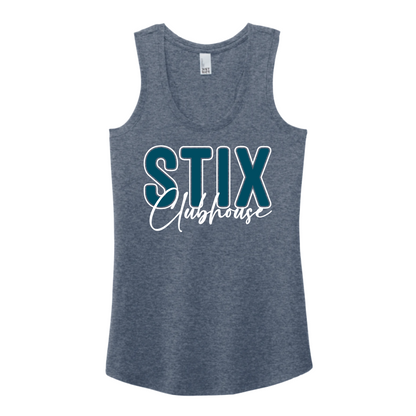 Stix Clubhouse Tank Top, Women's Navy Tank, White Stix Softball Tank Top, District Racerback Tank