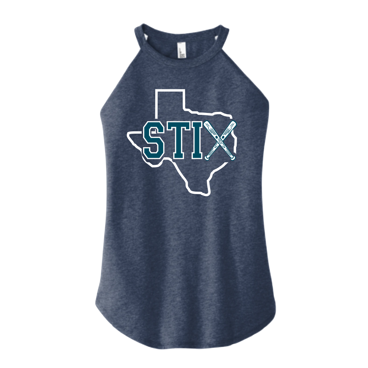 Texas Stix Rocker White Tank Top, Women's Rocker Tank, Navy Stix Tank Top, District Tank