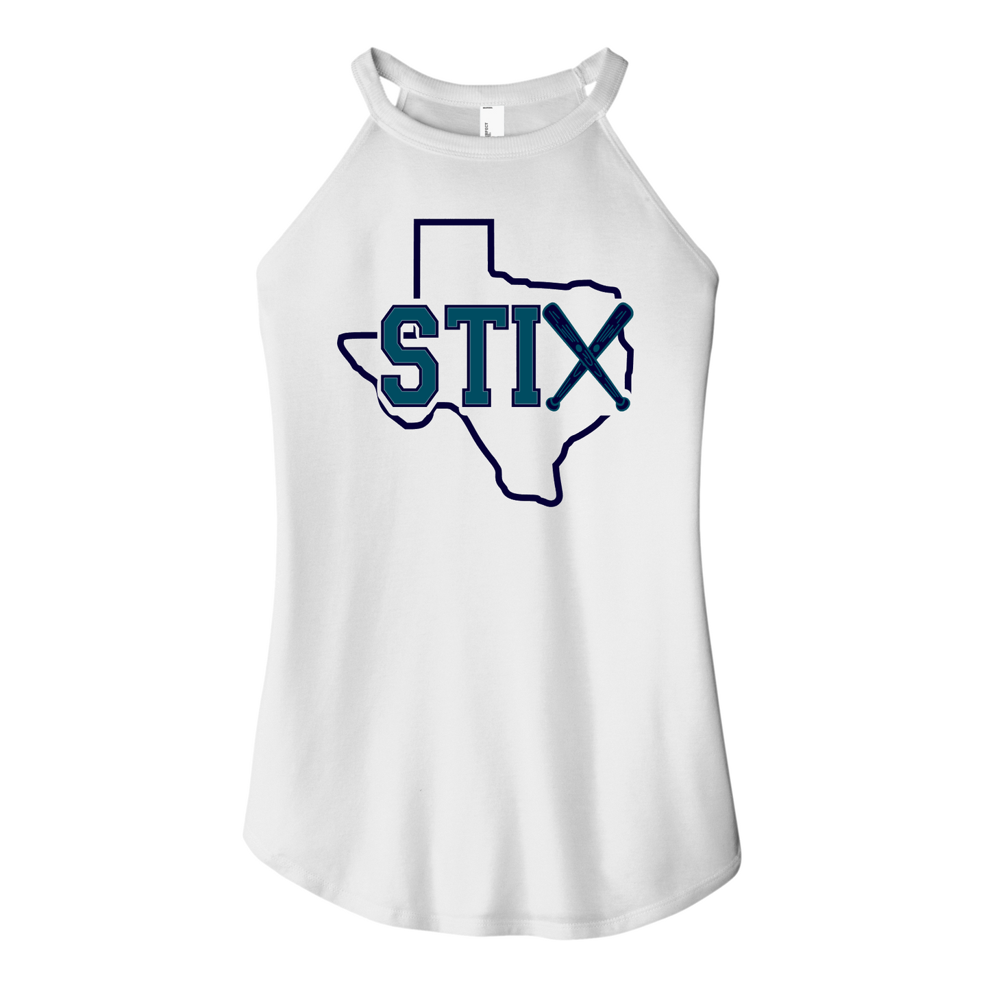 Texas Stix Rocker White Tank Top, Women's Rocker Tank, Navy Stix Tank Top, District Tank