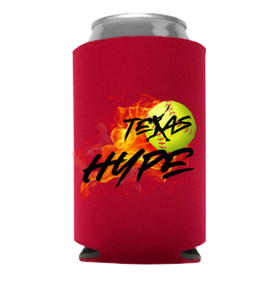 Texas Hype Koozies, Red Hype Koozie, Texas Hype Softball Can Cooler