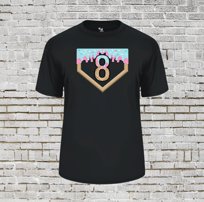 8th Birthday Baseball Shirt Baseball Drip Tshirt Baseball Birthday Shirt Number 8 Ice Cream Shirt Black Ice Cream Shirt 8 Baseball Number