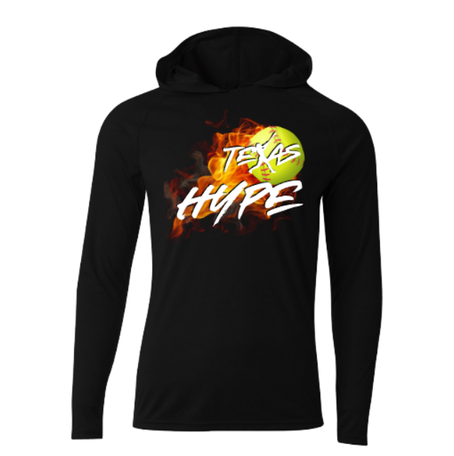 Long Sleeve Texas Hype Softball Tee, Texas Hype Hooded Tee, Hype Softball Shirt