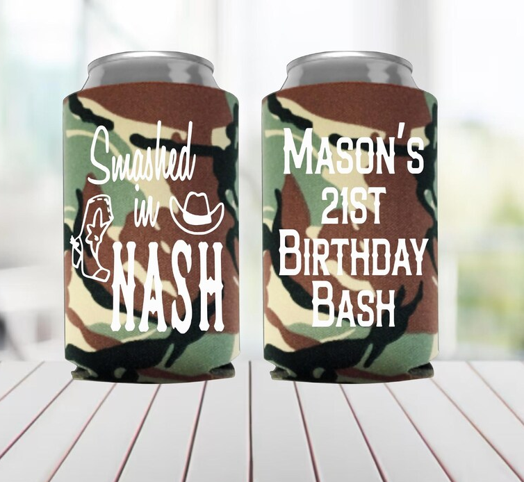 Smashed in Nash Can Coolers, Nashville Birthday Can Coolers, Boots Booze, Smashed in Nash Favors, Last Nash Bash Can Coolers, Girls Trip