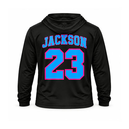 Swish Squad Personalized Hooded Performance Shirt – Black