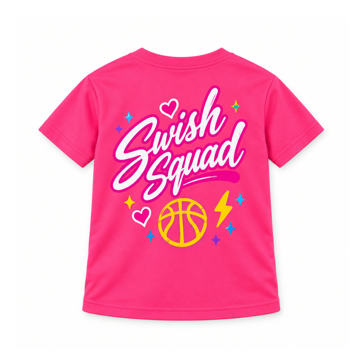 Swish Squad Bow & Basketball Tee – Pink — back view