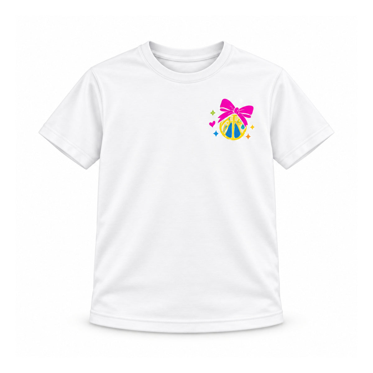 Swish Squad Bow & Basketball Tee – White — front view