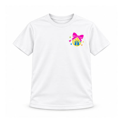 Swish Squad Bow & Basketball Tee – White — front view